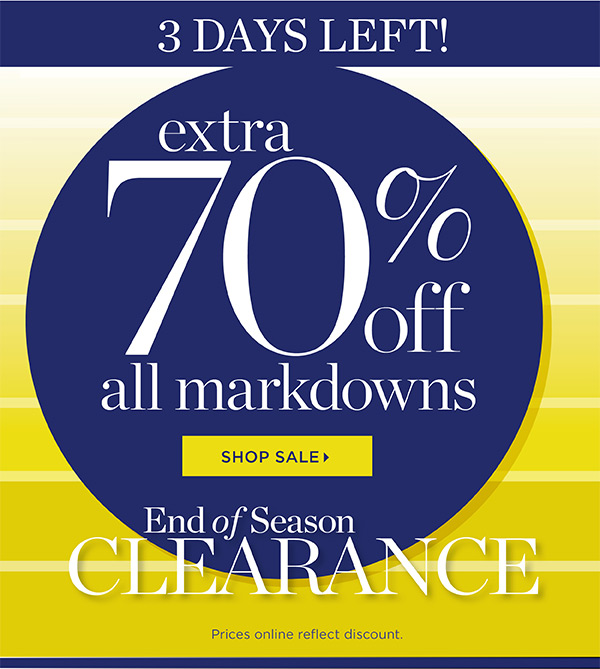 3 Days Left: Extra 70% off all markdowns | Shop Sale