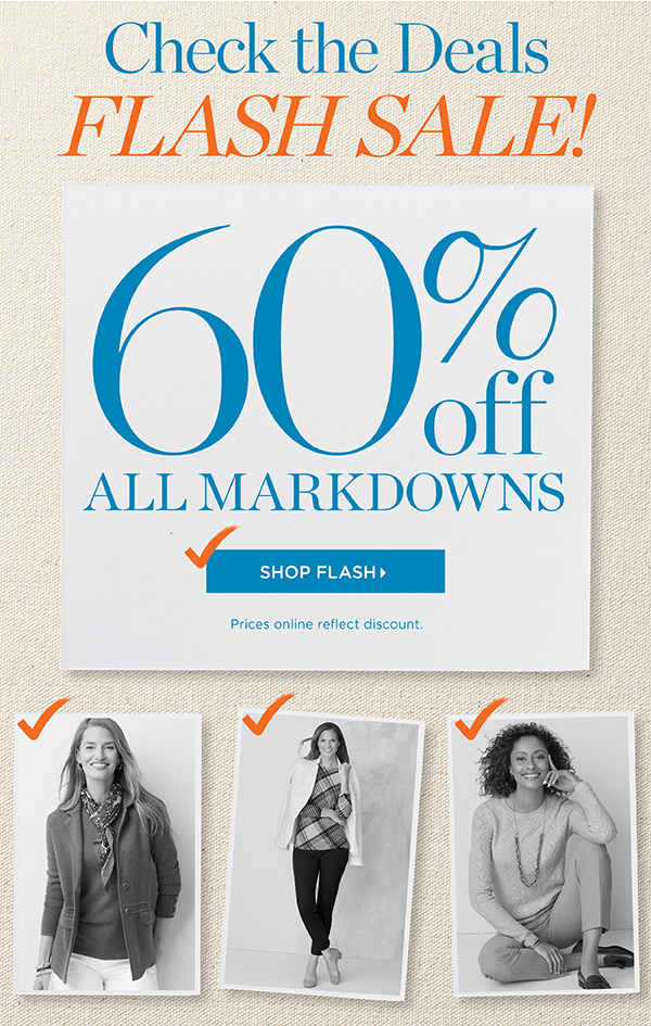 Check the Deals Flash Sale! 60% off All Markdowns | Shop Flash