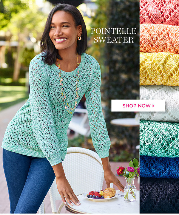 In Stores & Online. This Weekend Only. Pointelle Sweater & Shaker Stitch Sweater Now $39.50 | Shop Now