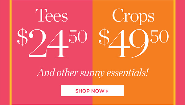 The Summer Stock-Up Sale Tees $24.50 and Crops $49.50 | Shop Now