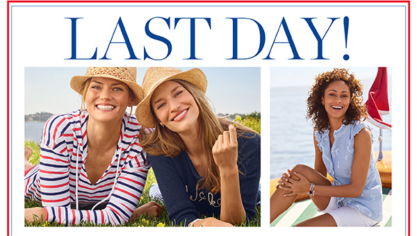 Last Day Online & In Stores. 40% off one item (regular price) and 30% off everything else. Use code SUMMER | Shop New Arrivals