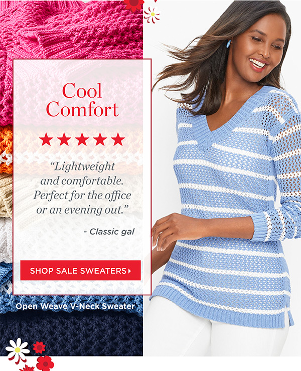 Our Summer Red Hanger Sale! Extra 25% off markdown sweaters. On top of an extra 40% off markdowns! Shop Sale Sweaters