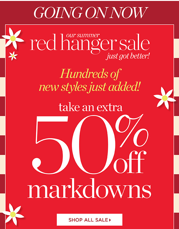 Going On Now. Red Hanger 50% off Markdowns | Shop Sale