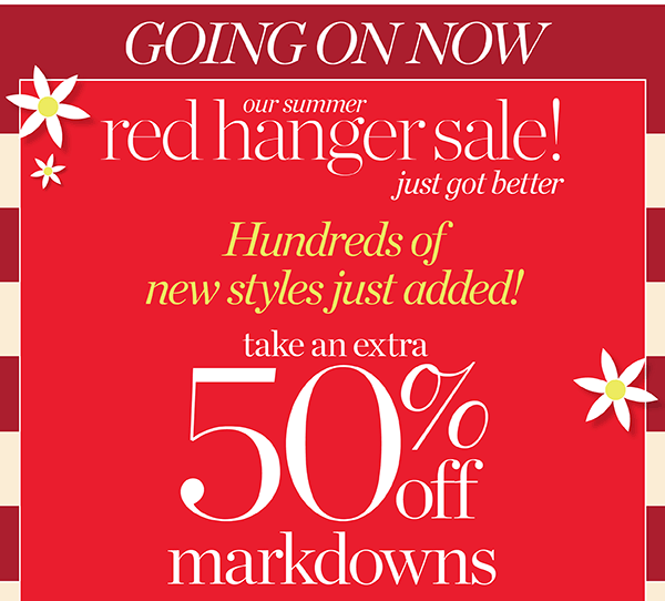 Going On Now. Red Hanger 50% off Markdowns | Shop Sale