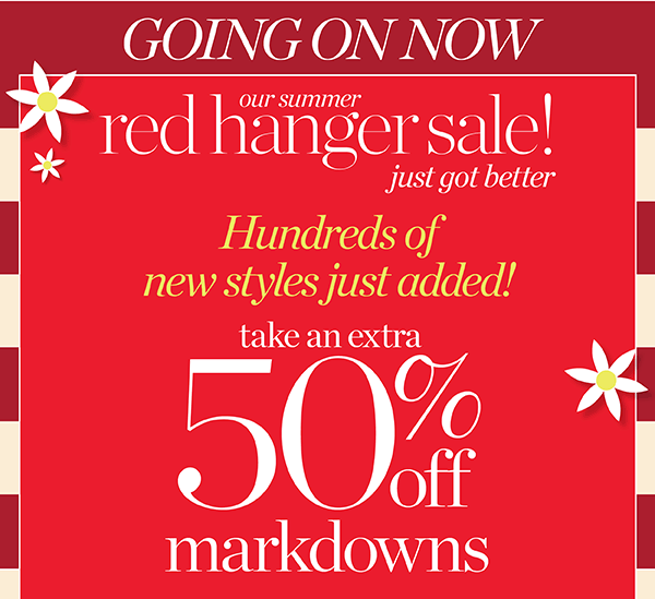 Going On Now. Red Hanger 50% off Markdowns | Shop Sale
