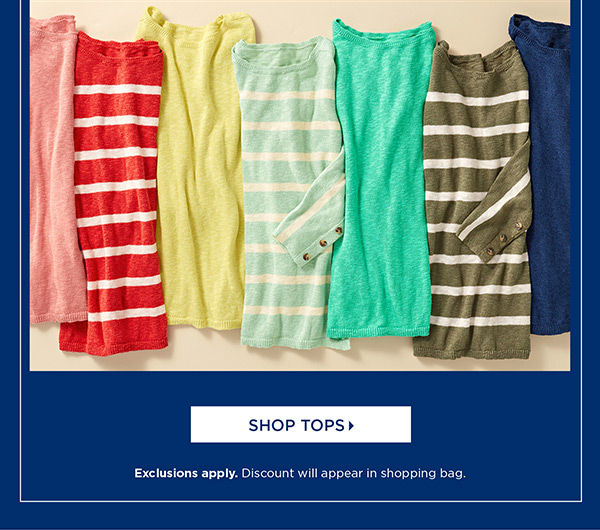 Last Day. All Tops (regular price) 30% off | Shop Now
