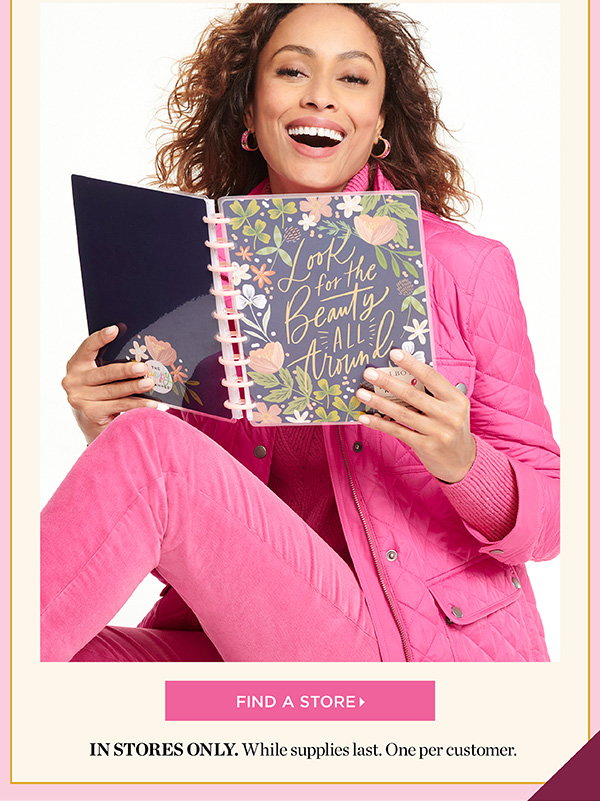Talbots x The Happy Planner for Susan G. Komen. Now through September 29. Receive our limited-edition Talbots x The Happy Planner for just $15 (a $28.50 value!) when you spend $125 or more. 100% of net proceeds benefits Susan G. Komen in support of the fight to end breast cancer. Find a Store