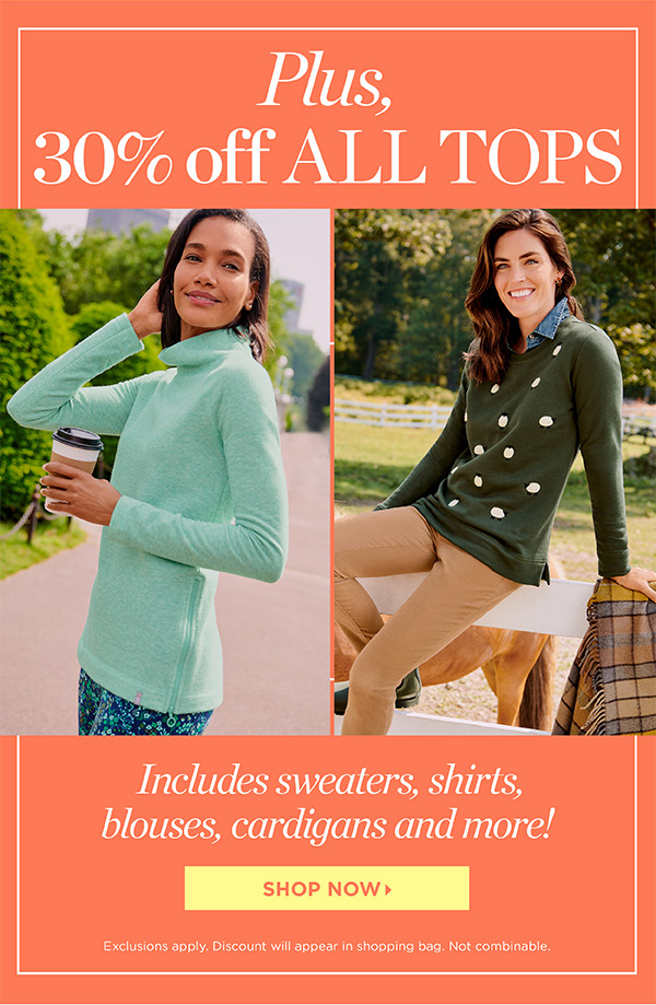 30% off All Tops | Shop Now