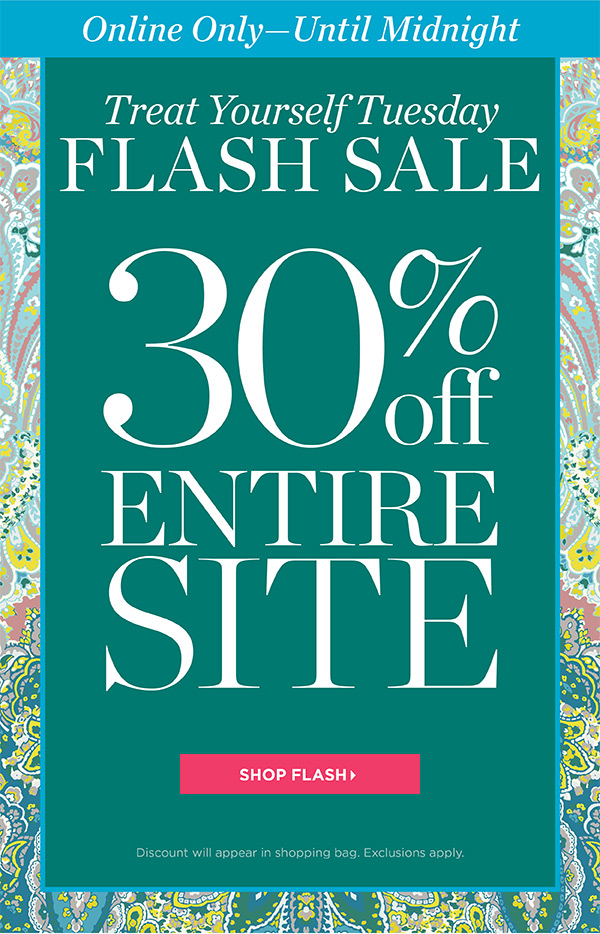 Online Only—Until Midnight. 30% off Entire Site. Shop Flash