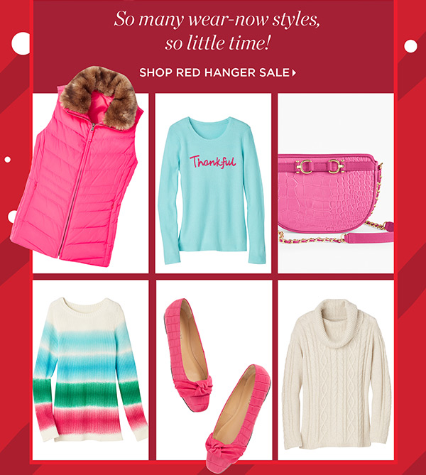 Our Winter Red Hanger Sale! All Markdowns 50% off two or more. Shop Sale