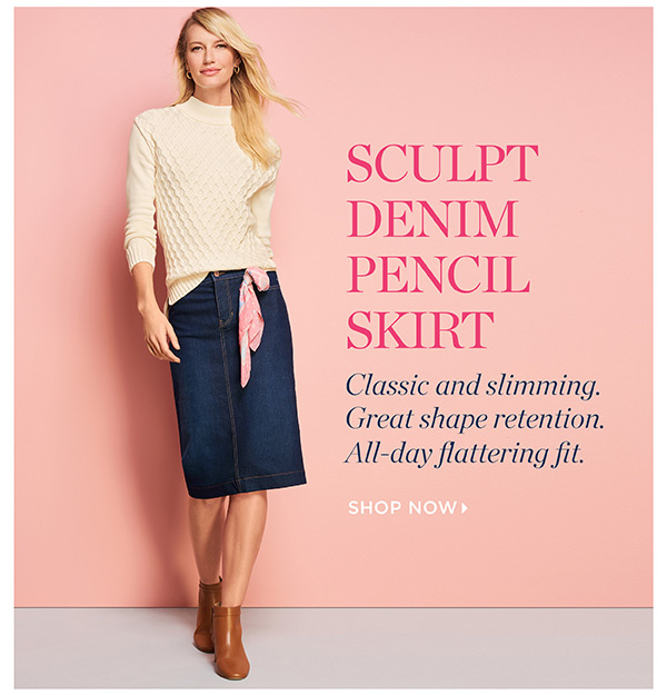Sculpt Denim Pencil Skirt. Shop Now