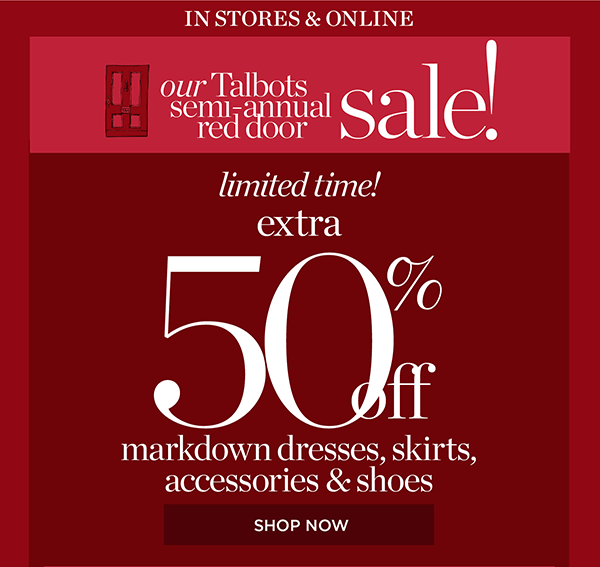 Semi-Annual Sale on Sale! Limited Time Extra 50% off Markdown Dresses, Skirts, Accessories & Shoes | Shop Now