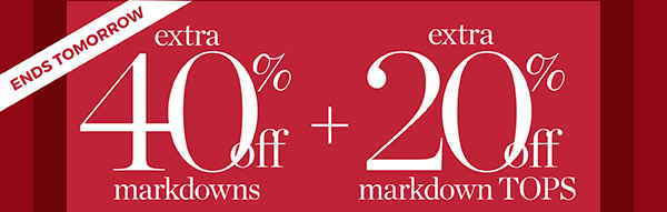 Extra 40% off Markdowns. Plus, extra 20% off markdown Tops | Shop Sale Tops