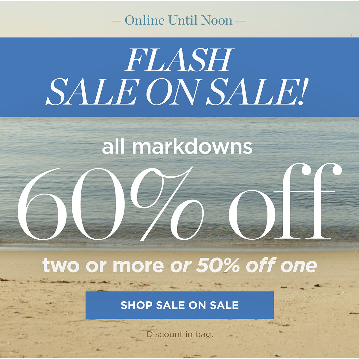 Online Until Noon! All Markdowns 60% off two or more or 50% off one | Shop Sale on Sale